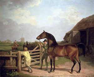 نقاشی هدایت اسب نر از میان دروازه